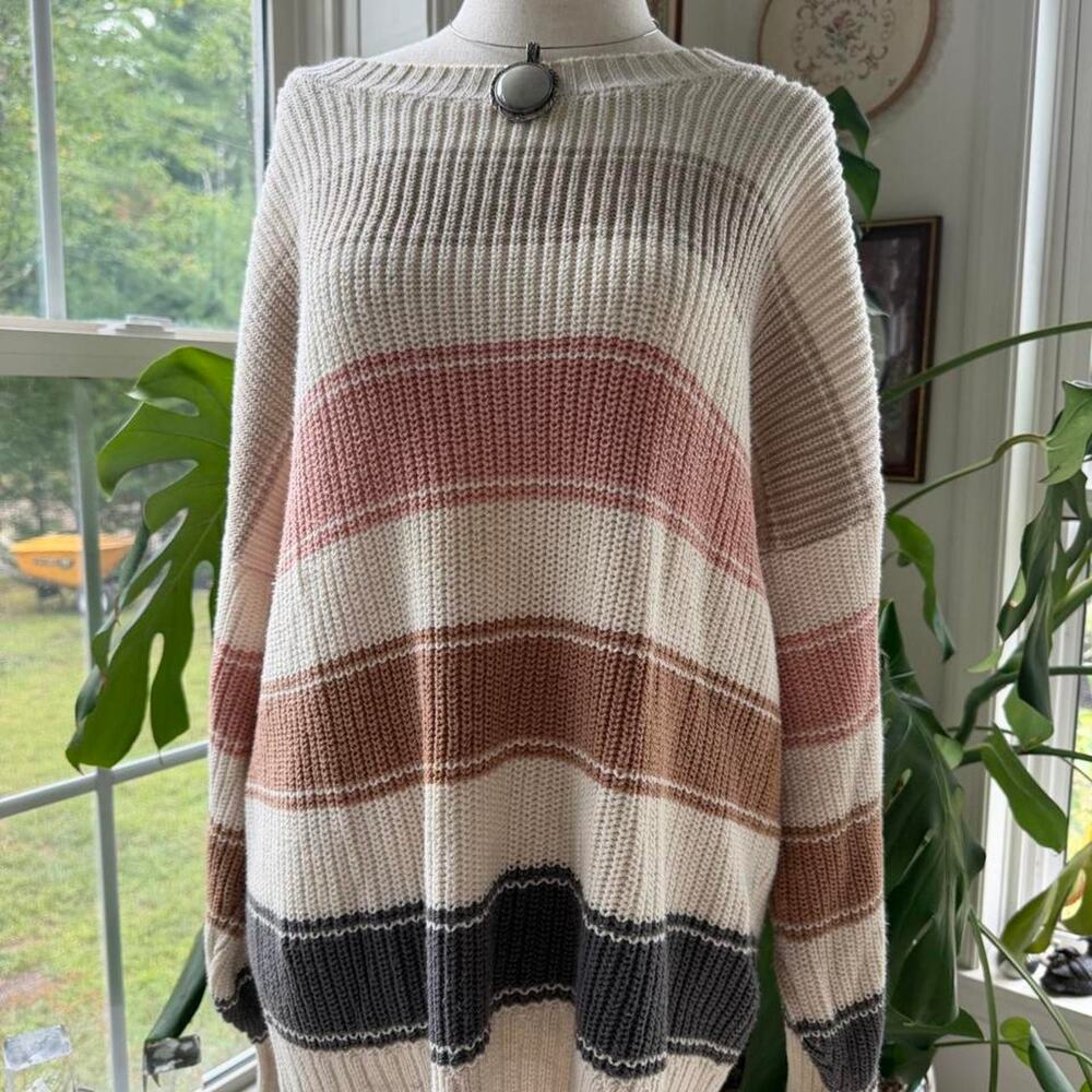 Hollister Muted Pastel Striped Sweater Medium